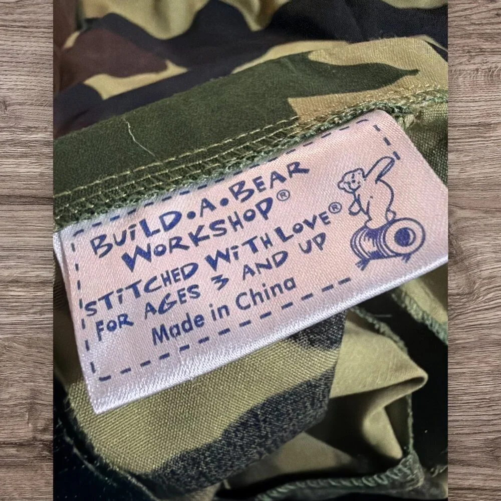 BABW Build A Bear Y2K White Teddy Plush Camo Military Outfit Set Vintage BAB